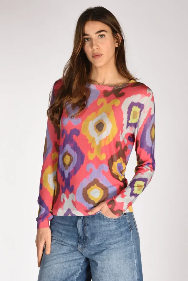 maglia stampata rosa/multicolor