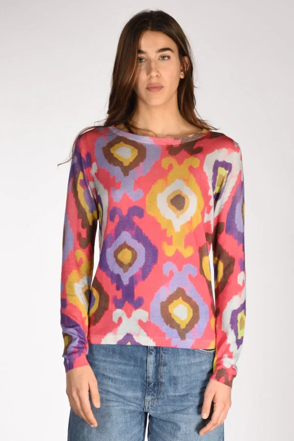 maglia stampata rosa/multicolor
