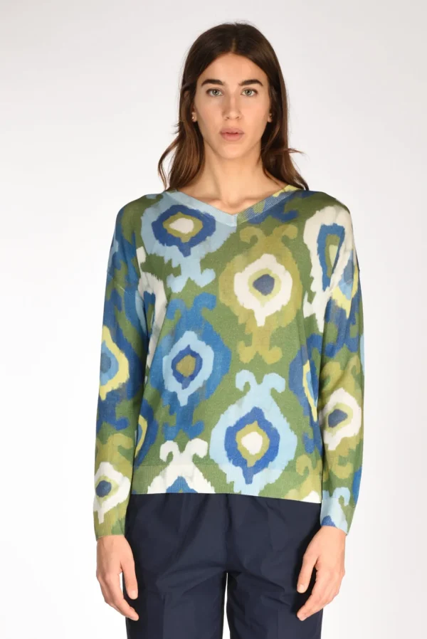 maglia stampata verde/blu