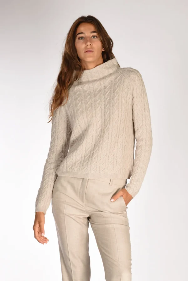 maglia treccia beige