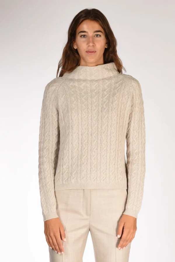 maglia treccia beige
