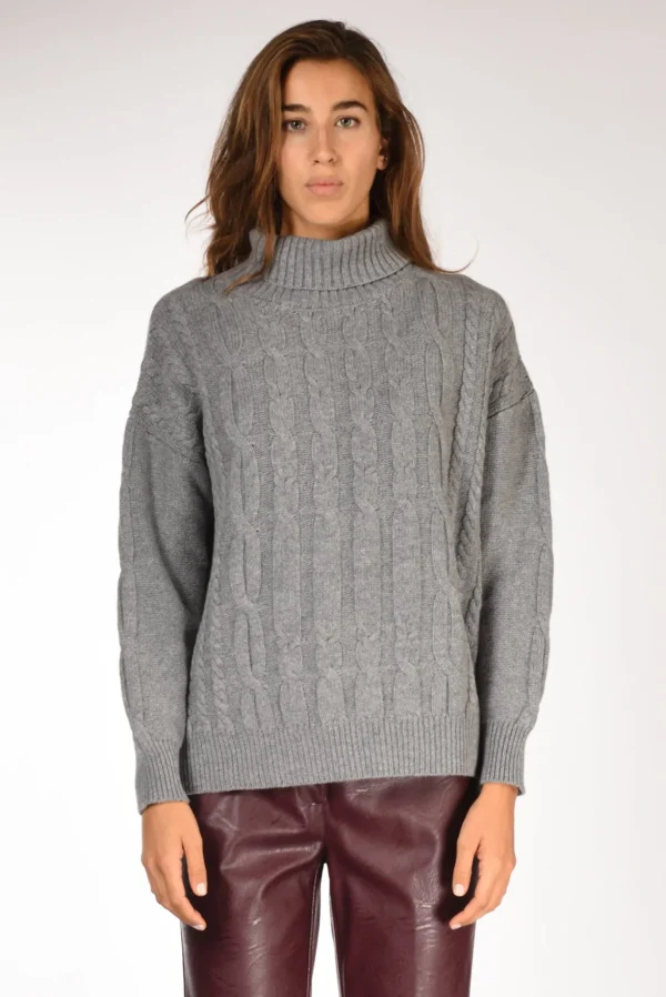 maglia treccia grigio