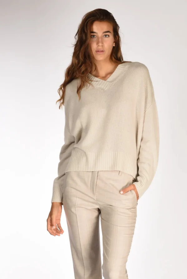 maglia v beige chiaro