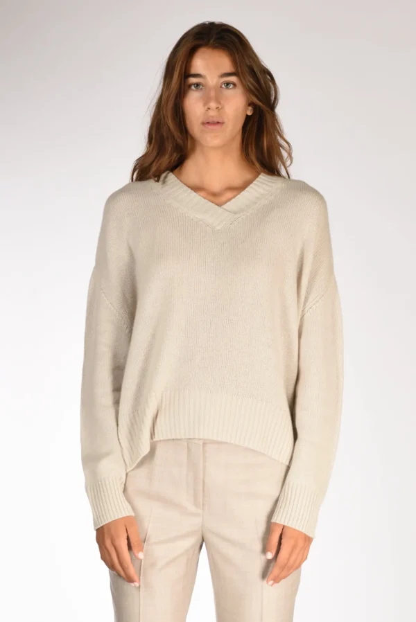 maglia v beige chiaro