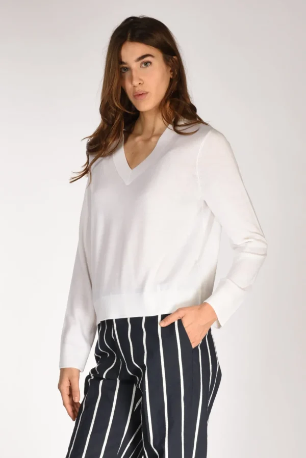 maglia v bianco naturale