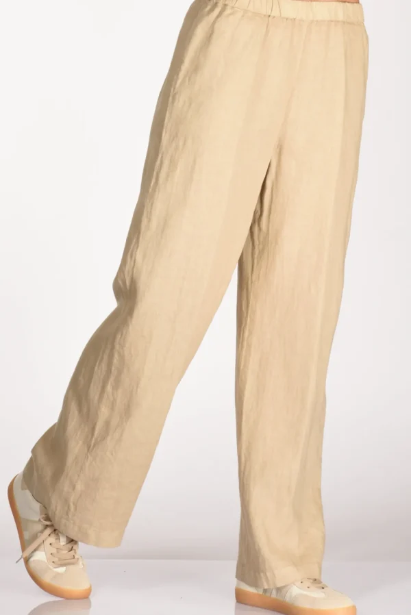 pantalone elastico beige