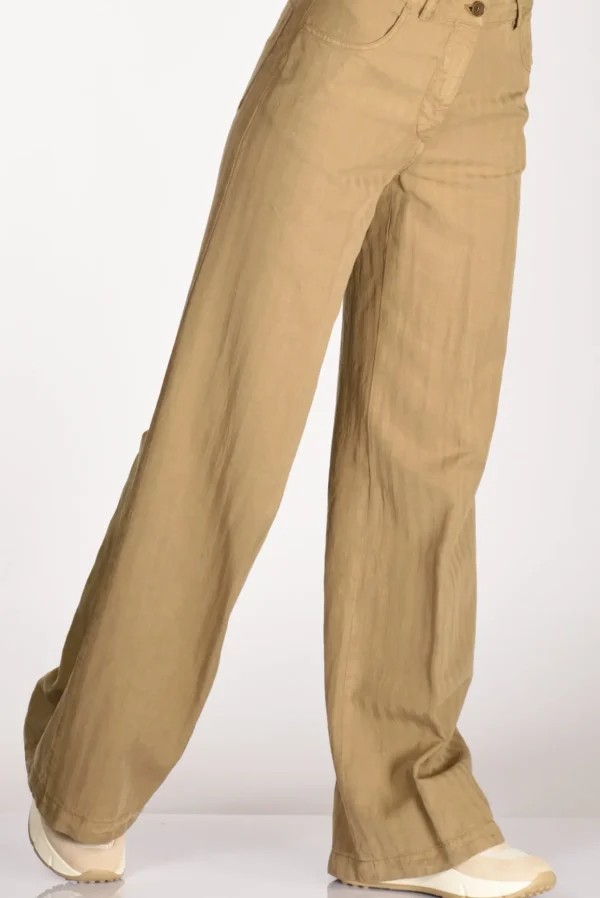 pantalone largo beige scuro