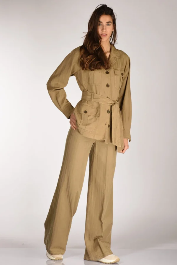 pantalone largo beige scuro