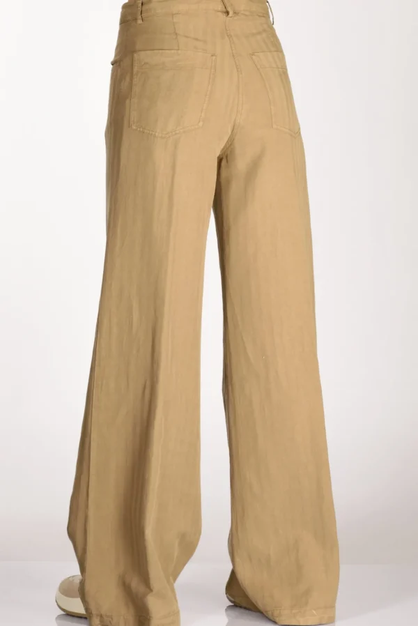 pantalone largo beige scuro