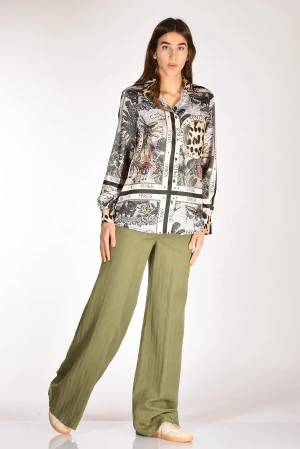 pantalone largo verde