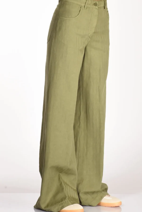 pantalone largo verde