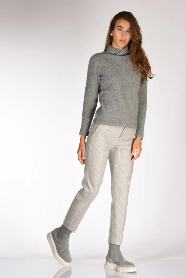 pantalone new york grigio/bianco