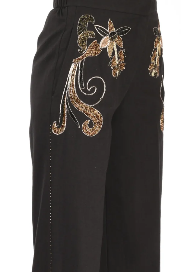 pantalone ricami nero