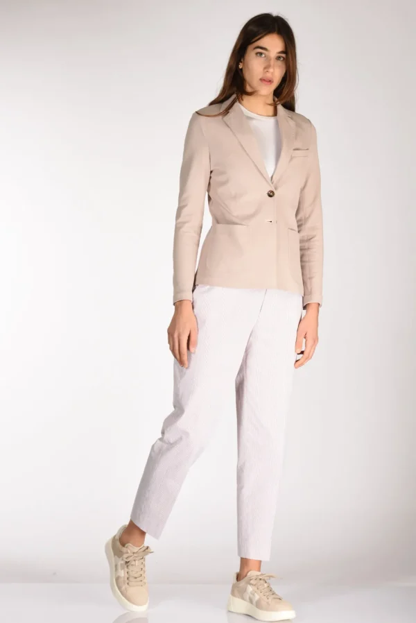 pantalone righe bianco/marrone