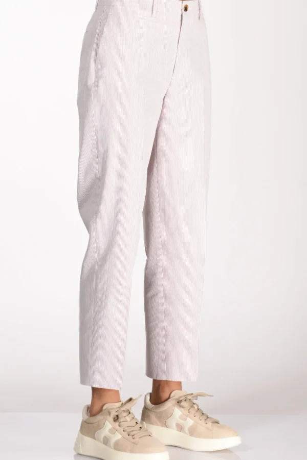 pantalone righe bianco/marrone