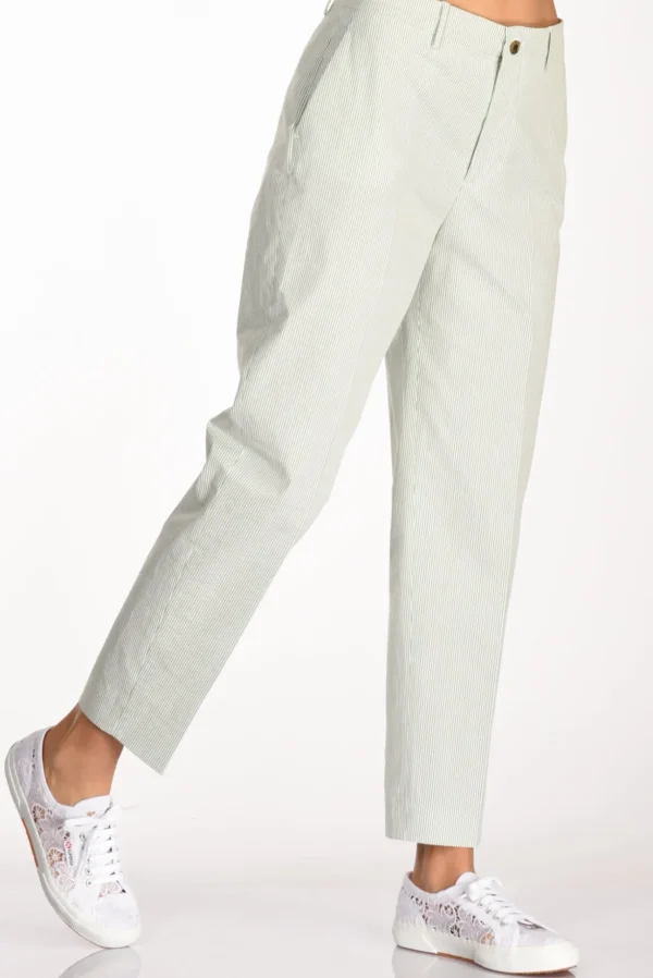 pantalone righe bianco/verde