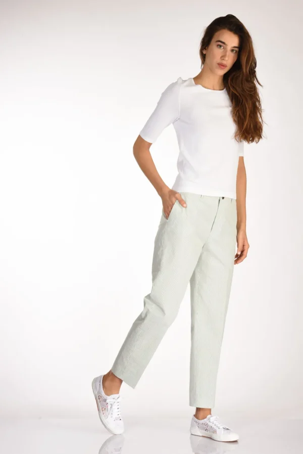 pantalone righe bianco/verde