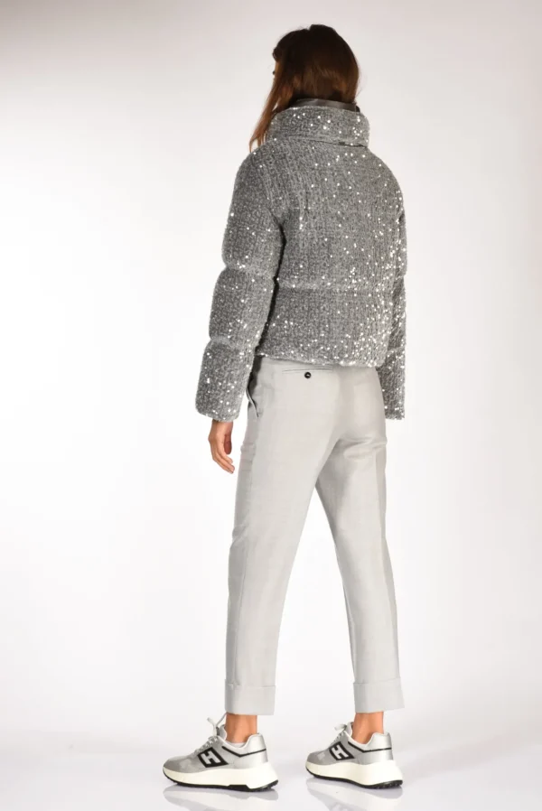 piumino paillettes grigio