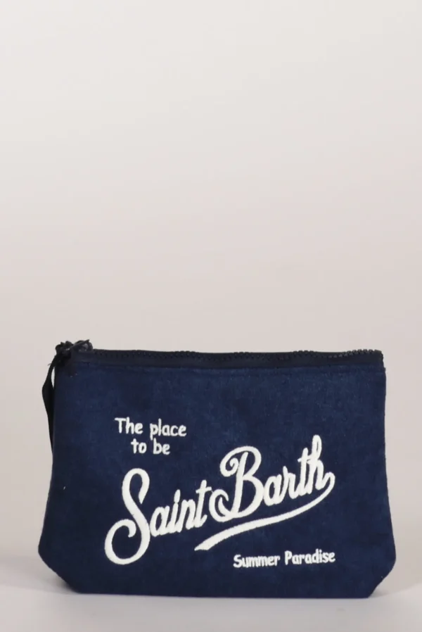 pochette stampa blu/bianco