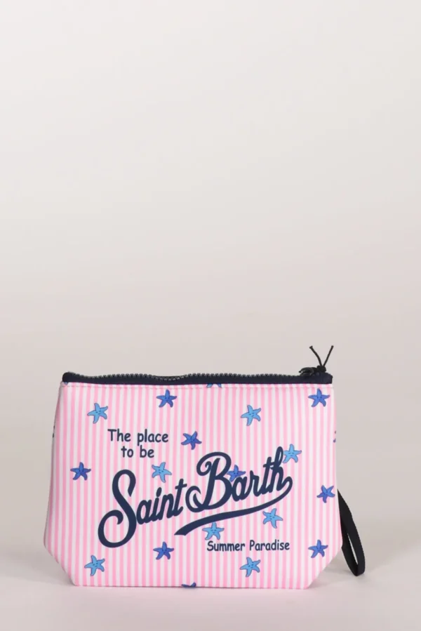 pochette stampa rosa/bianco