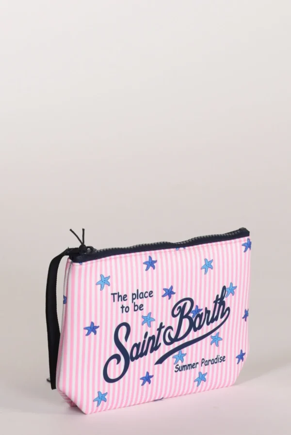 pochette stampa rosa/bianco