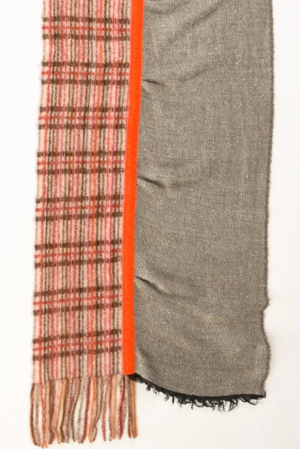 sciarpa patch beige/arancio