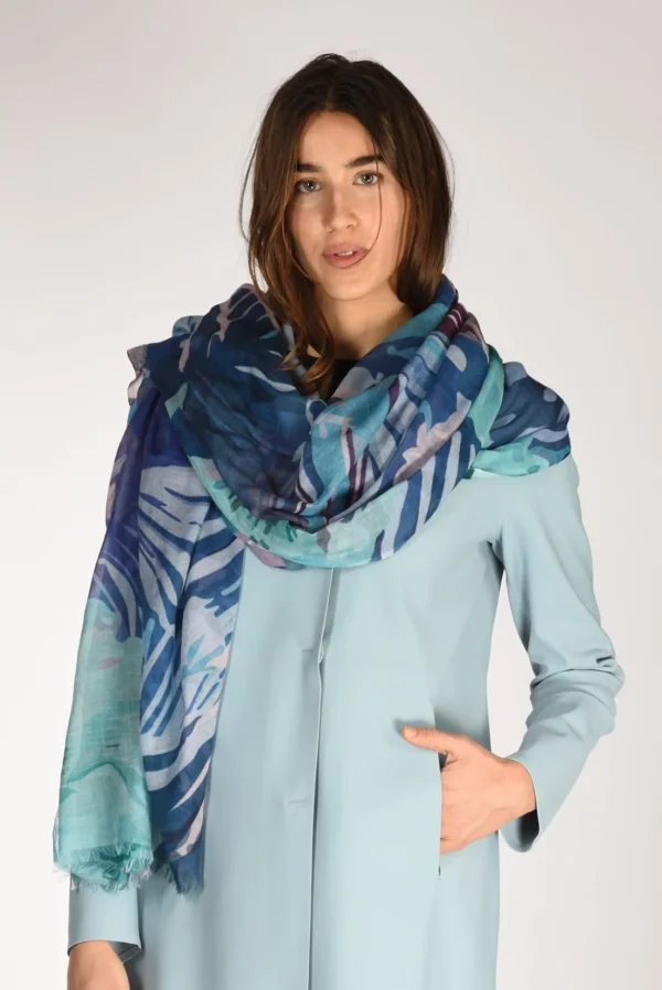 sciarpa stampa azzurro/multicolor