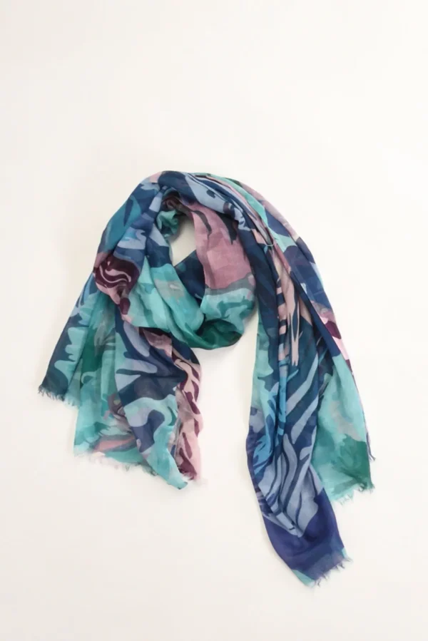 sciarpa stampa azzurro/multicolor