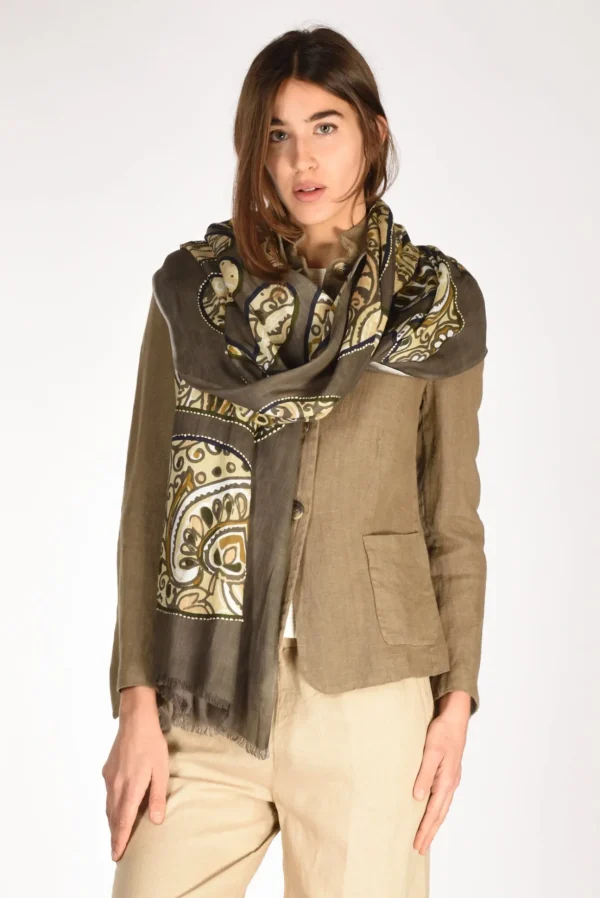 sciarpa stampa marrone/beige