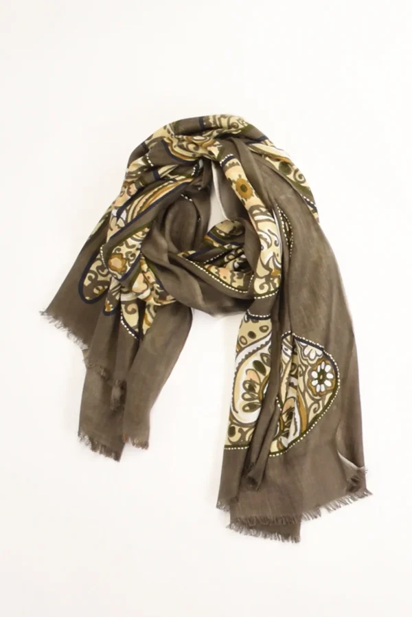 sciarpa stampa marrone/beige
