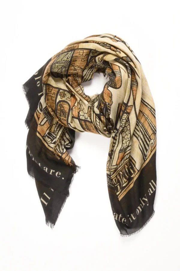 sciarpa stampata beige/multicolor
