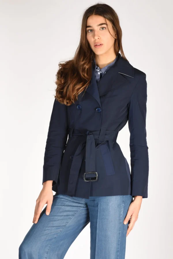 trench corto blu