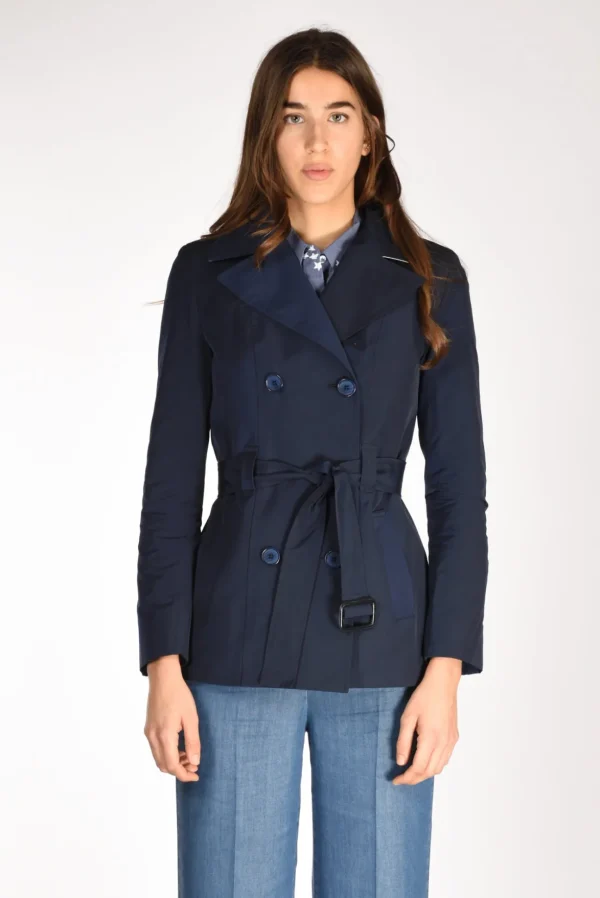 trench corto blu