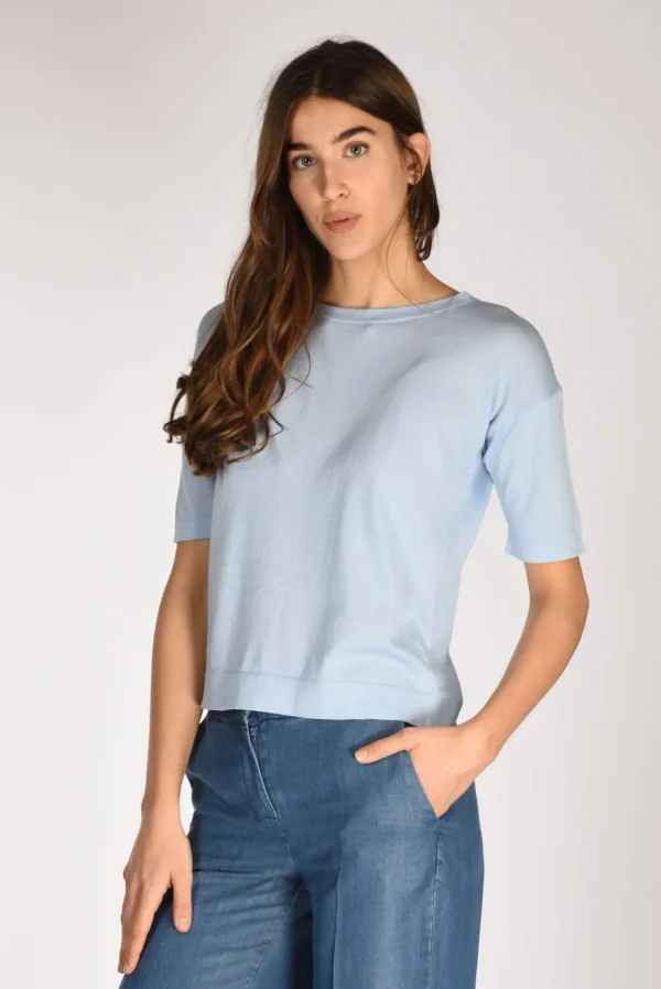 tshirt di maglia azzurro