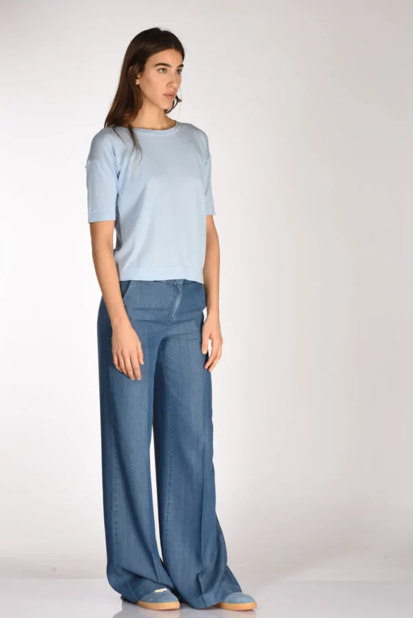 tshirt di maglia azzurro