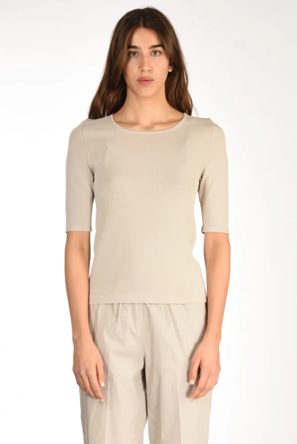 tshirt di maglia beige