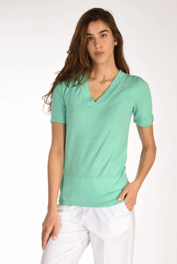 tshirt di maglia verde acqua