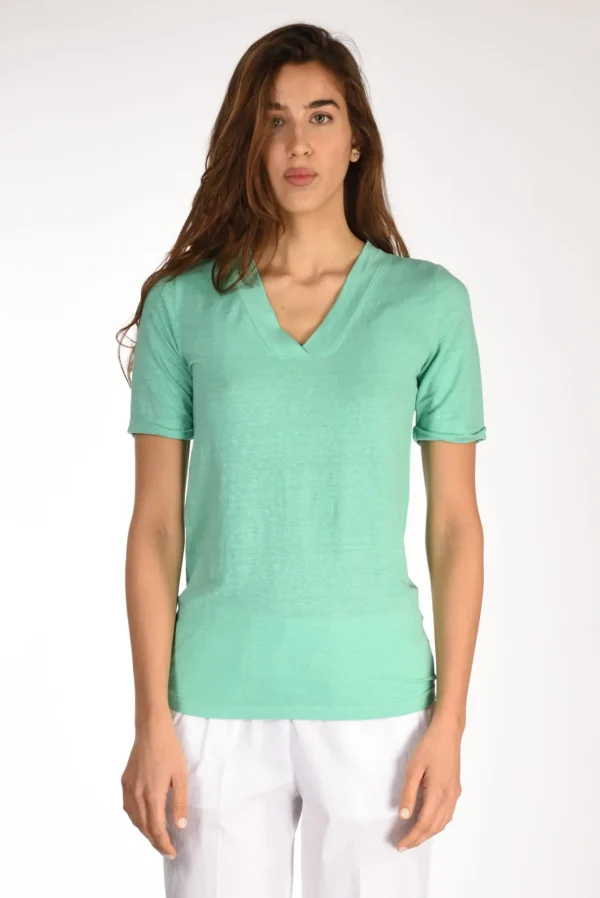tshirt di maglia verde acqua