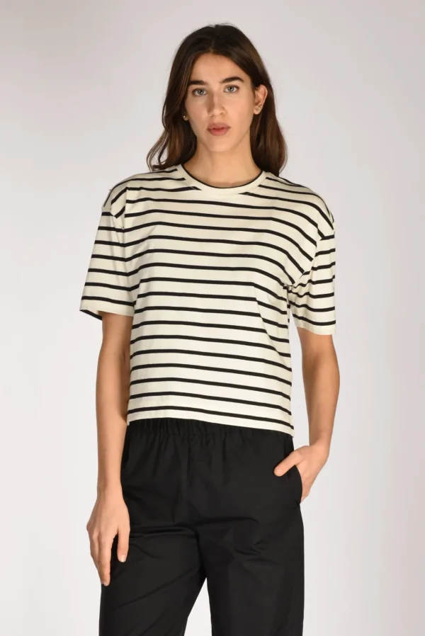 tshirt rigata beige/nero