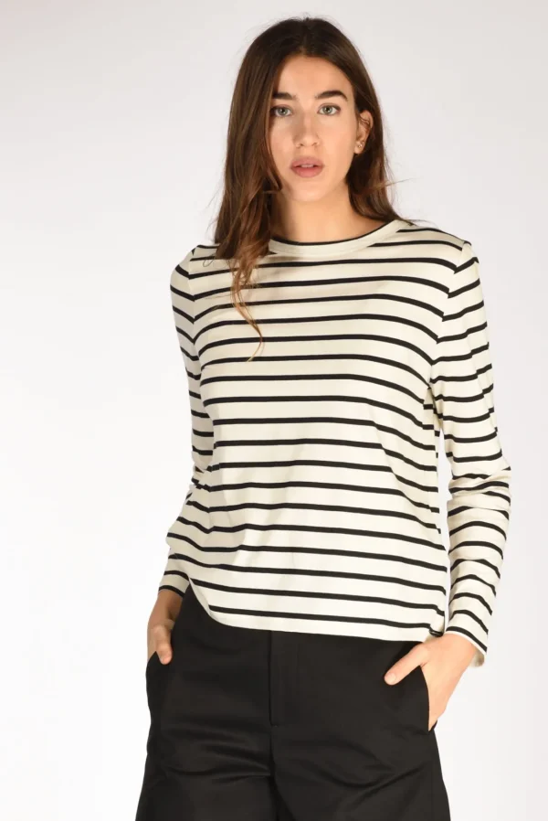 tshirt rigata beige/nero