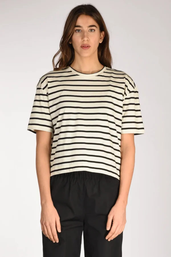 tshirt rigata beige/nero