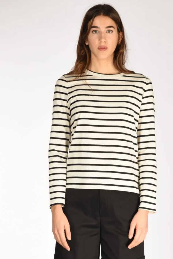 tshirt rigata beige/nero