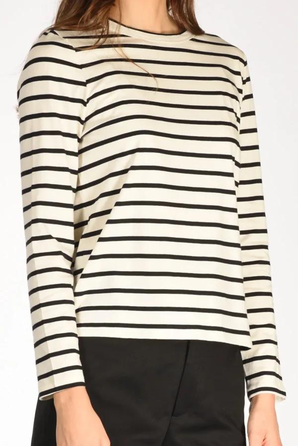 tshirt rigata beige/nero
