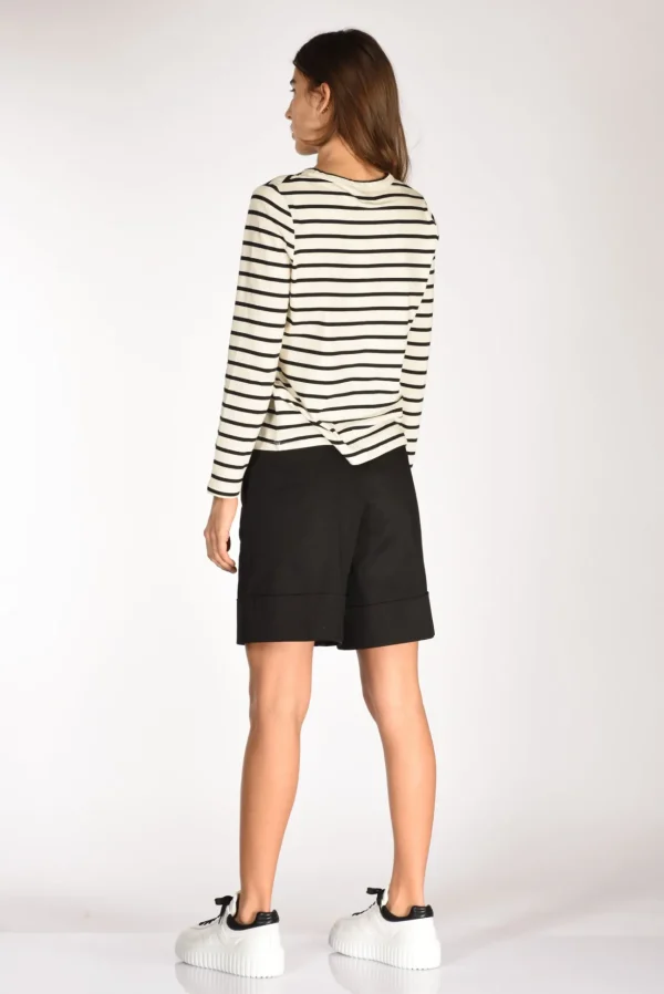 tshirt rigata beige/nero