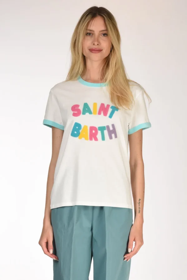 tshirt scritta bianco/multicolor