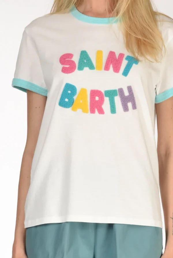 tshirt scritta bianco/multicolor