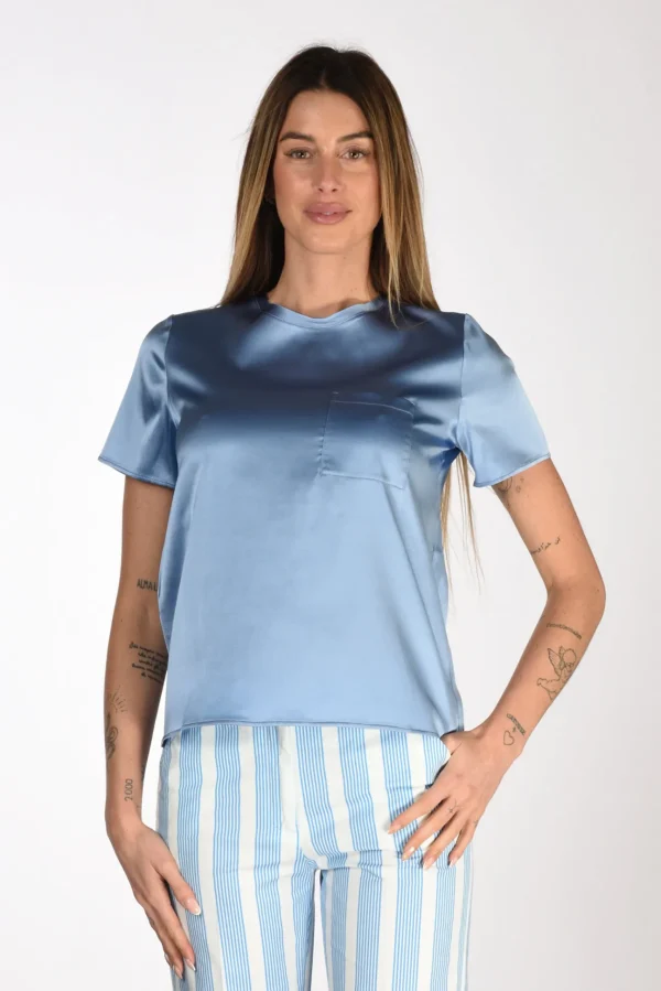tshirt seta azzurro