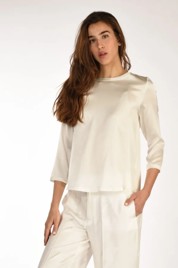 tshirt seta bianco latte