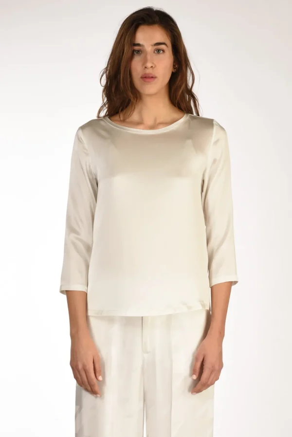 tshirt seta bianco latte